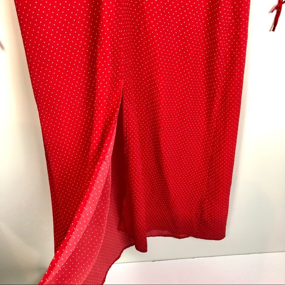Topshop Red and White Polka Dot Short Sleeve Midi Dress Size 2 - Picture 12 of 16